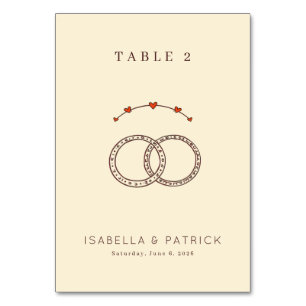 Vintage Beige Interlocking Rings Table Number