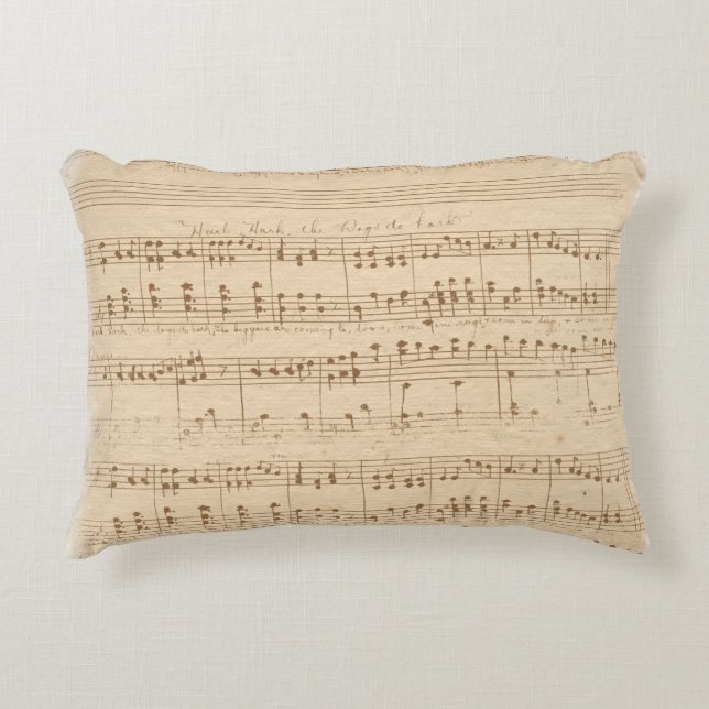 Vintage beige music notes accent pillow (Front)