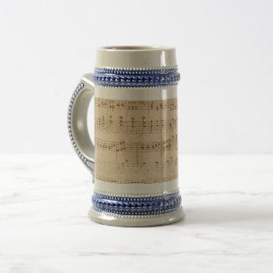 vintage beige music notes beer stein