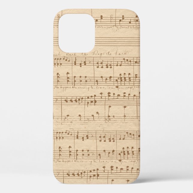 Vintage beige music notes Case-Mate iPhone case (Back)