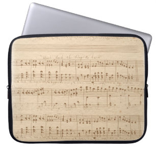 Vintage beige music notes laptop sleeve