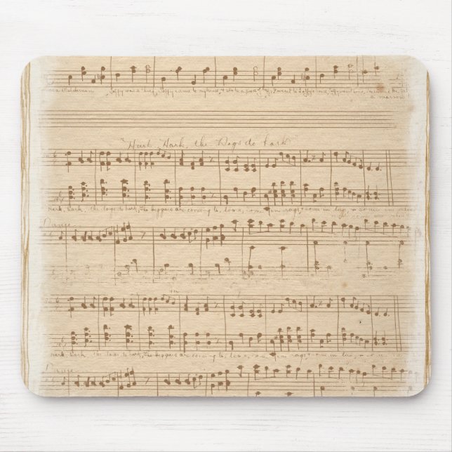 vintage beige music notes mouse pad (Front)
