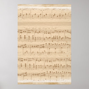 vintage beige music notes poster