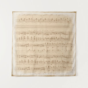 Vintage beige music notes tapestry