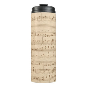 Vintage beige music notes thermal tumbler
