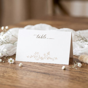 Vintage Beige Tan French Floral Victorian Wedding Place Card