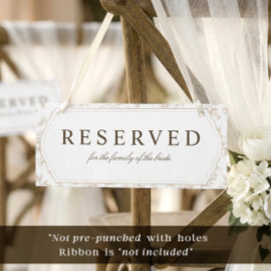 Vintage Beige Tan Reserved Hanging Chair Sign