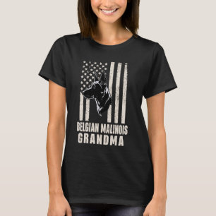 Vintage Belgian Malinois Dog Grandma American Flag T-Shirt