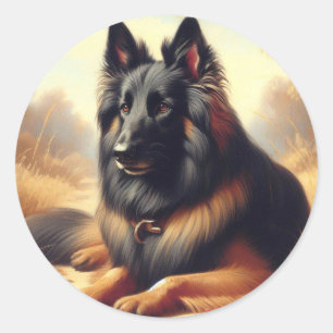 Vintage Belgian Tervuren Painting Classic Round Sticker