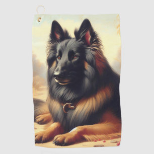Vintage Belgian Tervuren Painting Golf Towel