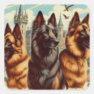 Vintage Belgian Tervuren Painting Square Sticker