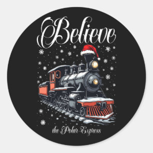 Vintage Believe Christmas Train Classic Round Sticker