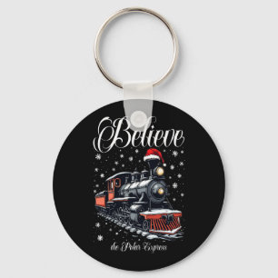 Vintage Believe Christmas Train Keychain