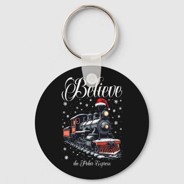 Vintage Believe Christmas Train Keychain (Front)