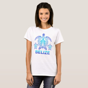 Vintage Belize Ocean Blue Sea Turtle Souvenirs T-Shirt