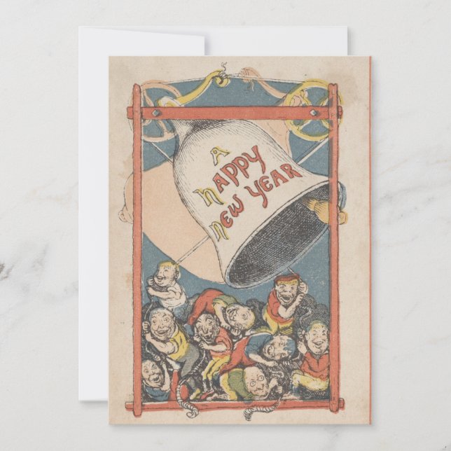 Vintage Bell Happy New Year Holiday Card (Front)