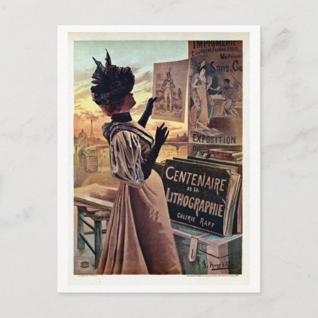vintage belle époque centennial of lithography postcard (Front)