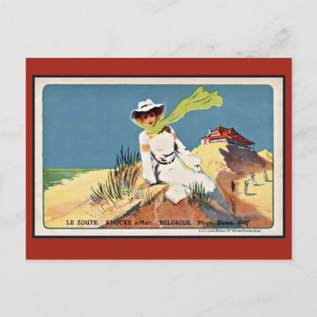 Vintage belle epoque Knokke Zoute Golf Postcard (Front)