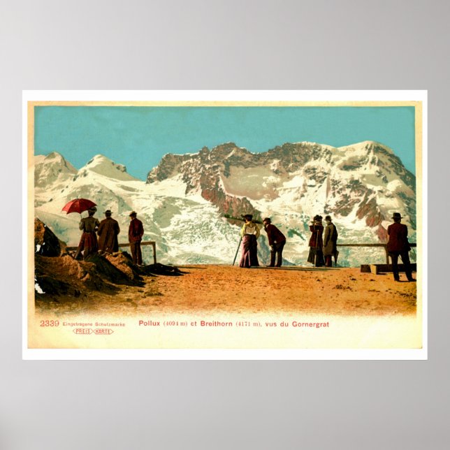 Vintage belle époque scene,  Swiss Alps Poster (Front)