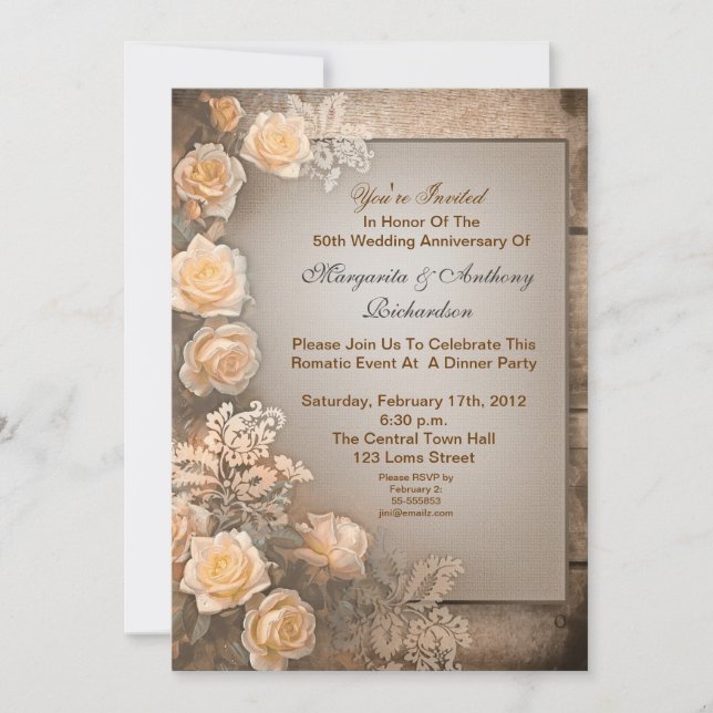 vintage belle mariage anniversaire invitations (Devant)