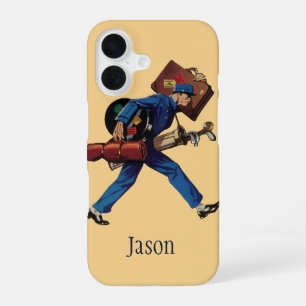 Vintage Bellhop in Uniform, Suitcase and Golf Club iPhone 16 Case