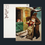 Vintage Belsnickel taking a Bad Child Postcard<br><div class="desc">Vintage Victorian Belsnickel taking a naughty child Christmas postcard. High quality,  restored vintage image.</div>