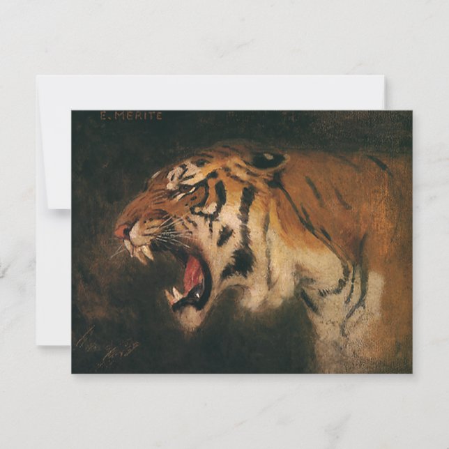 Vintage Bengal Tiger Big Cat Roaring, Wild Animal (Front)