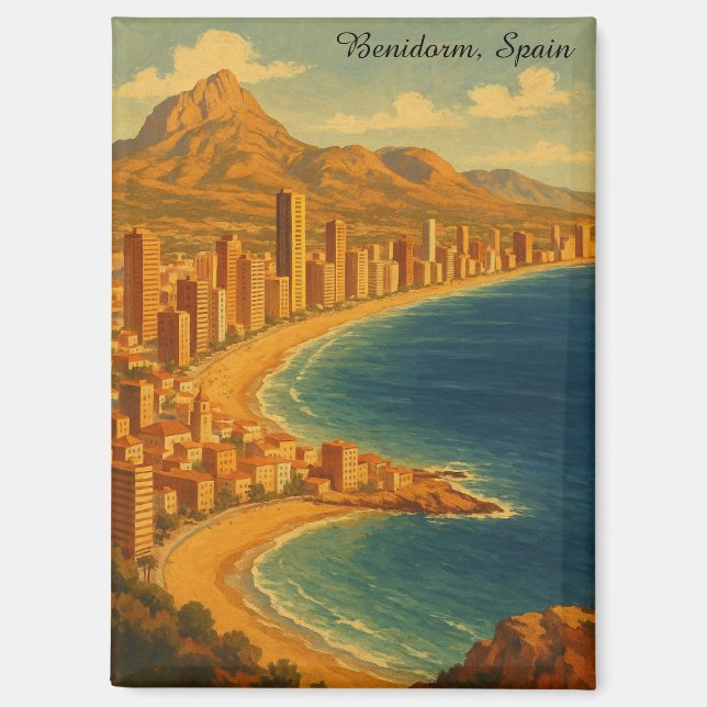 Vintage Benidorm Costa Blanca Spain Travel Magnet (Front)