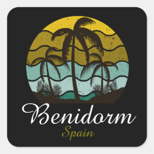 Vintage Benidorm Spain Summer Vacation Square Sticker