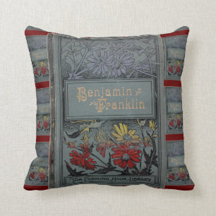 Vintage Benjamin Franklin Book Cover Throw Pillow