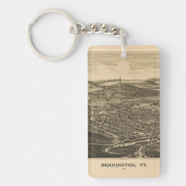 Vintage Bennington, Vermont - Antique Map Keychain (Front)