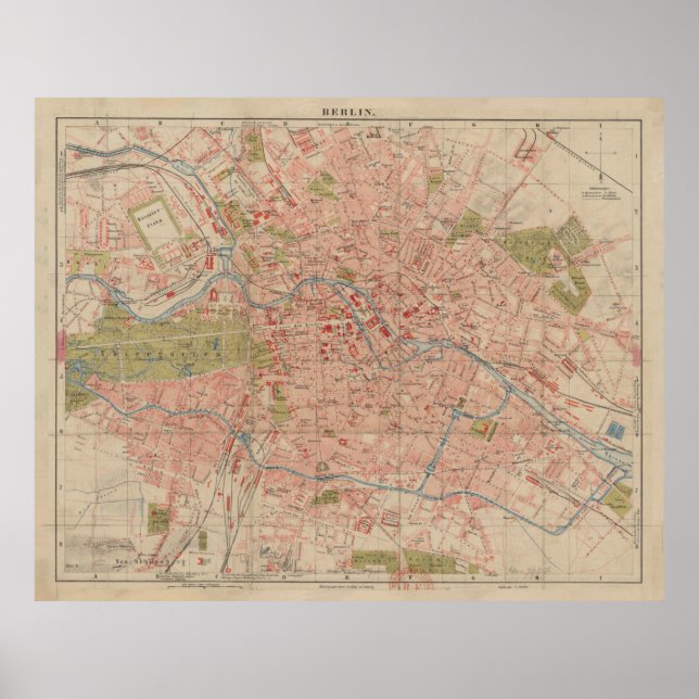 Vintage Berlin Germany Map (1883) Poster (Front)