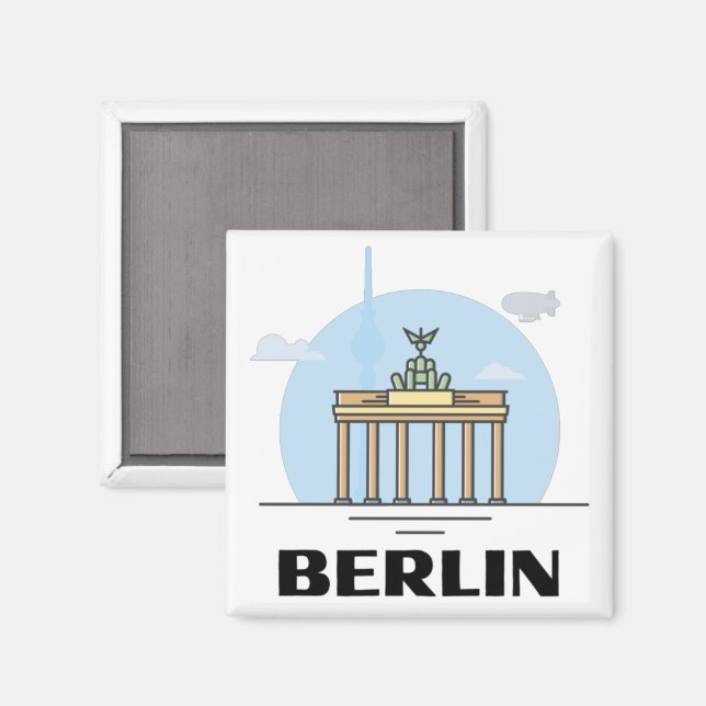 Vintage Berlin Skyline Art   Magnet (Front/Back)