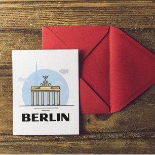 Vintage Berlin Skyline Art   Postcard