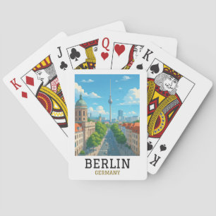 Vintage Berlin Skyline TV Tower Skyline View Playing Cards