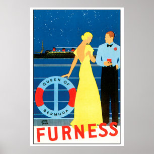 Vintage Bermuda Cruise Ship Travel Poster