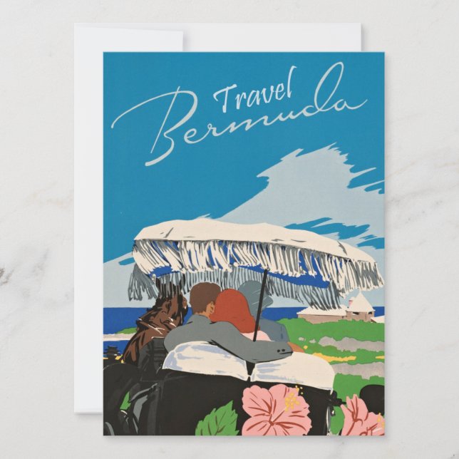 Vintage Bermuda Travel Art Ilustration Card (Front)