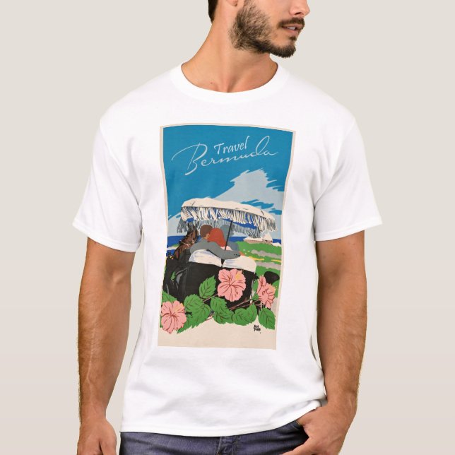 Vintage Bermuda Travel Art Ilustration T-Shirt (Front)