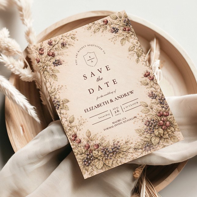 Vintage Berry Botanical Wedding Save The Date (Creator Uploaded)