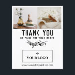 Vintage Berry Branch Logo & Photos Order Thank You Flyer<br><div class="desc">Thank you for your order insert card for the products you send to your customers. Small business thank you cards in white personalized with your logo and two photos of your product. Add a discount code, social media, and additional info on the back. Vintage inspired small business insert card in...</div>