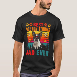Vintage Best Boston Terrier Dad Ever Cute Dog Sung T-Shirt