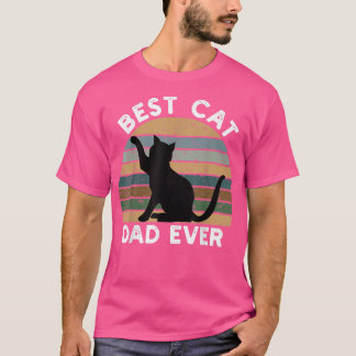 Vintage Best Cat Dad Ever Black Cat Lover Father T-Shirt