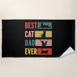 Vintage Best Cat Dad Ever Cat Daddy Gift Beach Towel