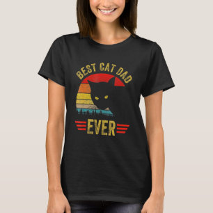 Vintage Best Cat Dad Ever Glasses Retro Fathers Da T-Shirt