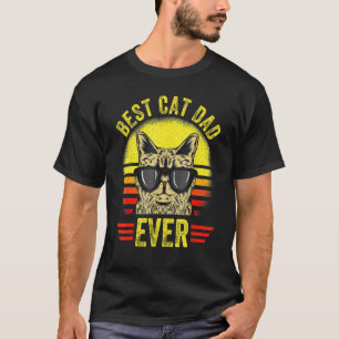 Vintage Best Cat Dad Ever Glasses Retro Fathers Da T-Shirt