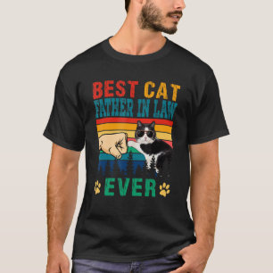 Vintage Best Cat Father In Law Ever Funny Cat Sung T-Shirt