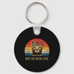 Vintage Best Cat Mom Ever Fun Mother's Day Cat Mom Keychain