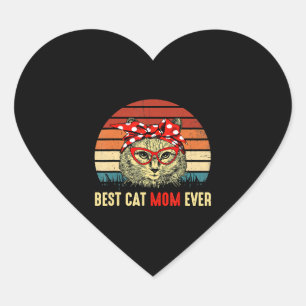 Vintage Best Cat Mom Ever Happy Mother s Day Gift Heart Sticker