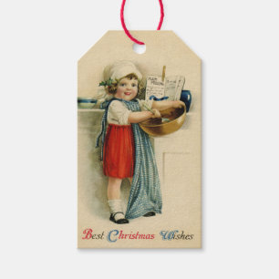 Vintage Best Christmas Wishes Baking Girl Gift Tags