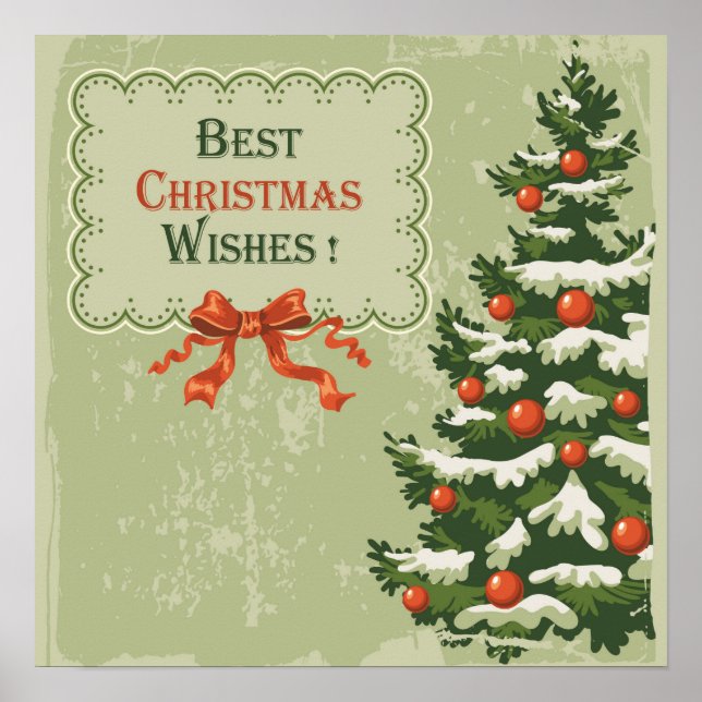 Vintage Best Christmas Wishes Poster (Front)